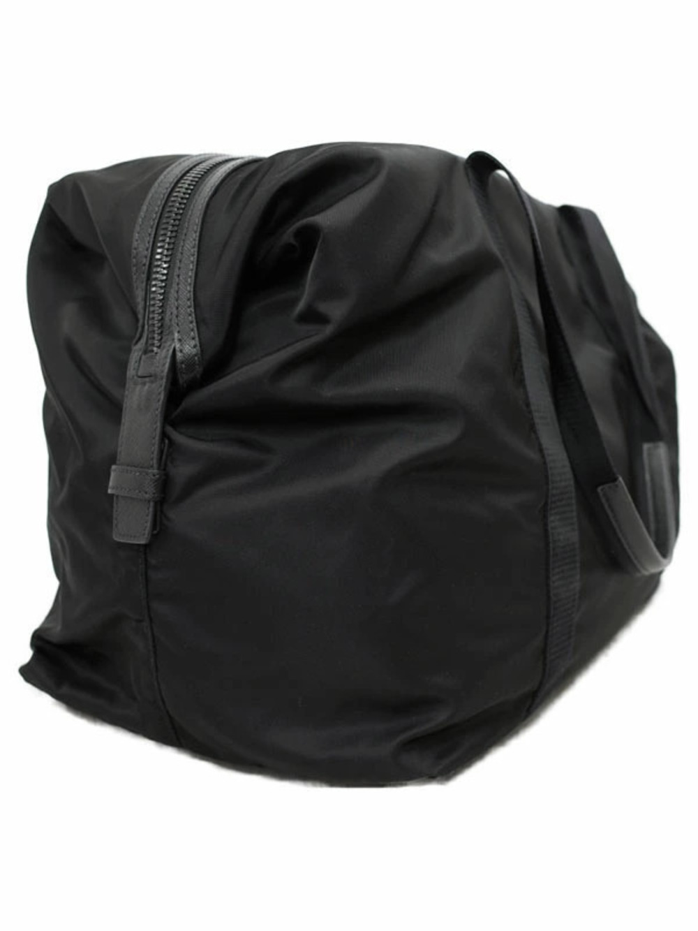 Prada Saffiano ReNylon Duffle Bag Leather Boston black